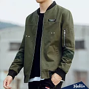 <現貨+預購>外套 棉質造型拼接夾克 三色-HeHa-2XL軍綠