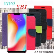 VIVO Y81 經典書本雙色磁釦側翻可站立皮套 手機殼紅色