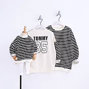 前後條紋拼對設計風格親子裝情侶裝(小孩)80黑條