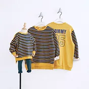 前後條紋拼對設計風格親子裝情侶裝(小孩)80芥黃