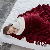 BUHO《傲嬌紅》文青感質純色法蘭絨/羊羔絨雙層暖絨毯(150x200cm)傲嬌紅
