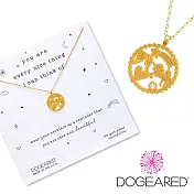 Dogeared 獨角獸X愛心X翅膀X流星 鑲鑽幸運錢幣項鍊 金色 美麗富足智慧 附原廠盒