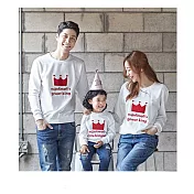 韓版紅白皇冠長袖上衣親子裝情侶裝(男大人)S白色