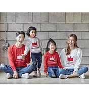 韓版紅白皇冠長袖上衣親子裝情侶裝(男大人)S紅色