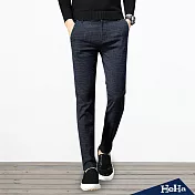 <現貨+預購>磨毛細格紋休閒長褲 三色-HeHa-29（深藍色）