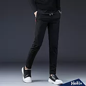 <現貨+預購>抽繩彈性休閒運動長褲 三色-HeHa-29（黑色）