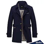 <現貨+預購>外套 純棉水洗軍式肩章風衣 三色-HeHa-XL（深藍）