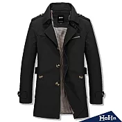 <現貨+預購>外套 純棉水洗軍式肩章風衣 三色-HeHa-3XL（黑色）