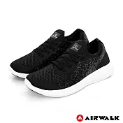 【AIRWALK】浮光掠影編織運動鞋-女款US6黑色