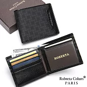 Roberta Colum - 尊爵頭層牛皮12卡2照可拆式左右翻短夾黑