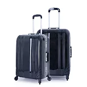 DF travel - 簡奢風華極光鏡面鋁框20+24吋2件組行李箱-共4色黑色