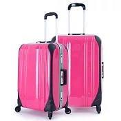 DF travel - 簡奢風華極光鏡面鋁框24+28吋2件組行李箱-共4色桃紅色