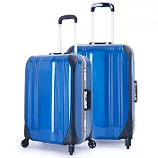 DF travel - 簡奢風華極光鏡面鋁框24+28吋2件組行李箱-共4色寶藍色