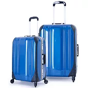 DF travel - 簡奢風華極光鏡面鋁框20+28吋2件組行李箱-共4色寶藍色