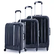 DF travel - 簡奢風華極光鏡面鋁框20+24+28吋3件組行李箱-共4色黑色