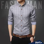 <現貨+預購>襯衫 纯棉格紋長袖襯衫 三色-HeHa-L（灰色）