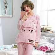 【天使霓裳】居家睡衣 凱蒂甜心 法蘭絨二件式長袖孕婦月子套裝 粉F