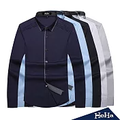 <現貨+預購>襯衫純棉拼色修身長袖襯衫四色-HeHaXL（灰色）