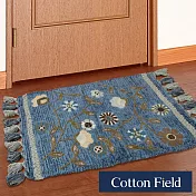 棉花田【艾菲-花園】純棉刺繡香奈絨編織鬚邊踏墊(45x70cm)