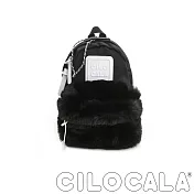 CILOCALA 限量版-亮彩尼龍毛毛防潑水後背包 (迷你) 黑
