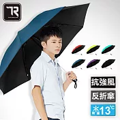 【TDN】127公分加大傘面素色黑膠反向自動開收傘 防曬自動反向傘晴雨傘(B6511)海軍藍