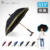 【雙龍牌】雙中棒分離式黑膠登山休閒自動傘 直立傘(拐杖型手把助行傘健走晴雨傘A6269B)紳士黑