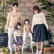 素素米白愛心長袖親子裝情侶裝(男大人)M米黃