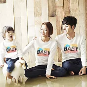 BABY寶貝彈性棉上衣親子裝情侶裝(男大人)S米白色