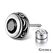 GIUMKA 925純銀 圖騰單鑽純銀耳環中性後鎖式 栓扣式系列 單邊單個 MFS07082黑色單支‧約0.8c