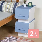 《真心良品》凱特直取附輪系統式整理箱(30L)2入組 北歐藍