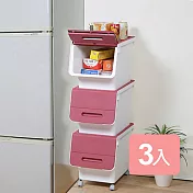 《真心良品》凱特直取附輪系統式整理箱(30L)3入組 北歐藍