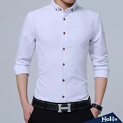 <現貨+預購>木釦純色長袖襯衫 三色-HeHa-2XL（白色）
