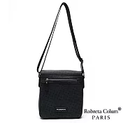 Roberta Colum - 尊爵雅士精品頭層牛皮斜背側揹包黑