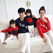 (親子裝)純愛紅藍素色圓領長袖上衣親子裝情侶裝(男大人)M藍色