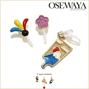 耳環 日本製- 不過敏樹脂夾式傳統遊戲耳環 - 羽根突(毽子)