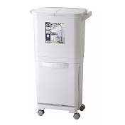 日本RISU｜(H&H系列)直立雙層分類附輪(雙蓋)式垃圾桶 灰白色