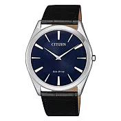 CITIZEN 光動能魅力四射時尚皮革腕錶-黑X藍-AR3070-04L