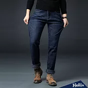 <現貨+預購>彈力加絨刷色直筒牛仔褲 二色-HeHa-30（深藍色）
