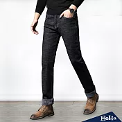 <現貨+預購>彈力加絨刷色直筒牛仔褲 二色-HeHa-34（黑色）