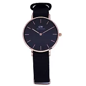DW Daniel Wellington 經典中的珍貴收藏時尚優質尼龍帶腕錶-黑金/32mm-DW00100215