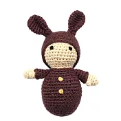 美國 【Cheengoo】 有機竹紗安撫搖鈴玩偶(咖啡兔帽寶貝)