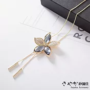 【Sayaka紗彌佳】閃耀春色奧地利水晶花朵造型毛衣鍊 -香檳金