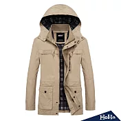 <現貨+預購>可拆式連帽中長款風衣外套 四色-HeHa-2XL（淺卡其）