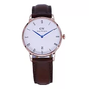 DW Daniel Wellington 經典中的珍貴收藏時尚優質羅馬腕錶-深咖啡+金殼/34mm-DW00100094