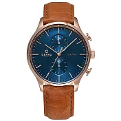 OBAKU 海洋現代闡釋多功能腕錶-咖啡X藍-V196GUVLRN