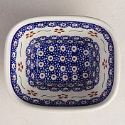 波蘭陶 紅點藍花系列 方型烤皿 300ml 波蘭手工製