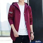 <現貨+預購>抽繩連帽釘釦休閒外套 四色-HeHa-L（酒紅色）