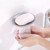 吸壁式帶網肥皂盒淺藍