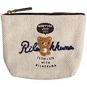 San-X 拉拉熊帆布刺繡系列零錢包。米白