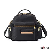 satana - 桃花朵朵後背包/斜背包 -黑色